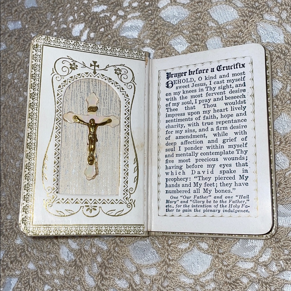 Vintage 1936 Religious Prayer Book with Communion Illustration.